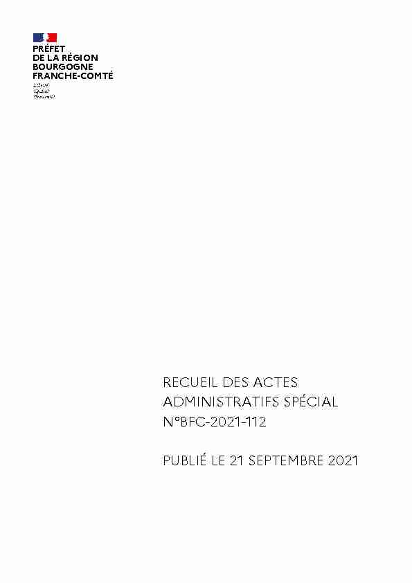 RECUEIL DES ACTES ADMINISTRATIFS SPÉCIAL N°BFC-2021