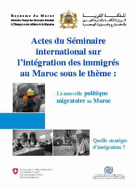 Actes du Seminaire international sur lintegration des immigres au
