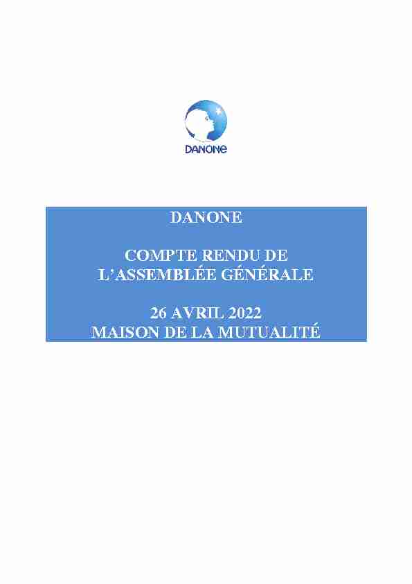 DANONE COMPTE RENDU DE LASSEMBLÉE GÉNÉRALE 26