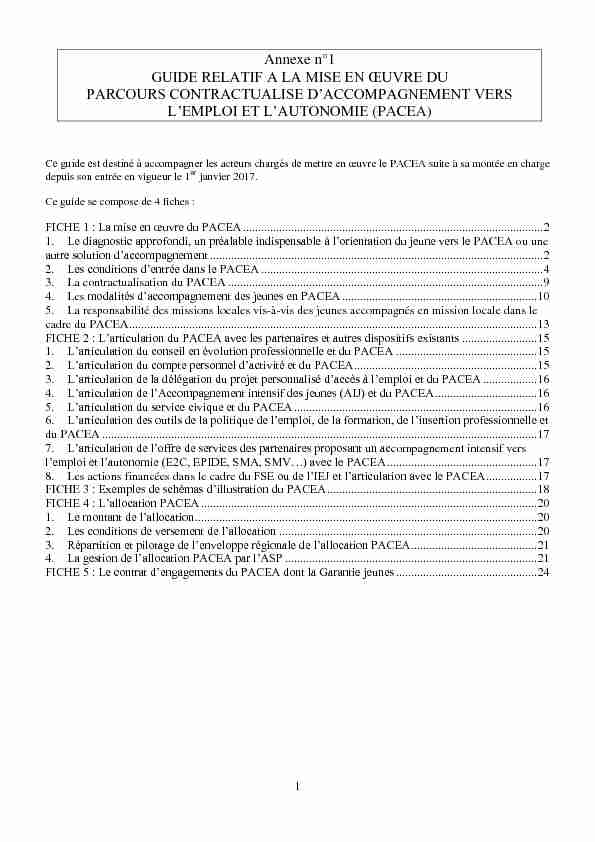 [PDF] Lire le guide relatif à la mise en œuvre du PACEA