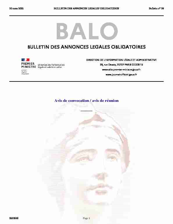 Bulletin des Annonces Légales Obligatoires – Annonce n° 2200660