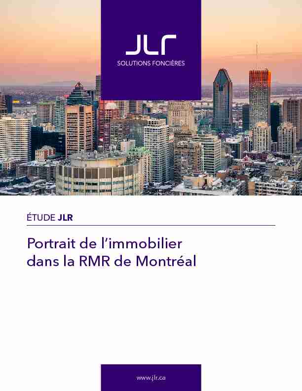 Portrait de limmobilier dans la RMR de Montréal