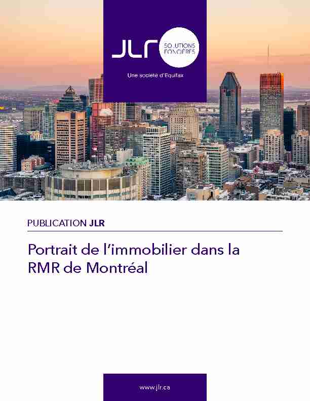 PUBLICATION JLR - Portrait de limmobilier dans la RMR de Montréal