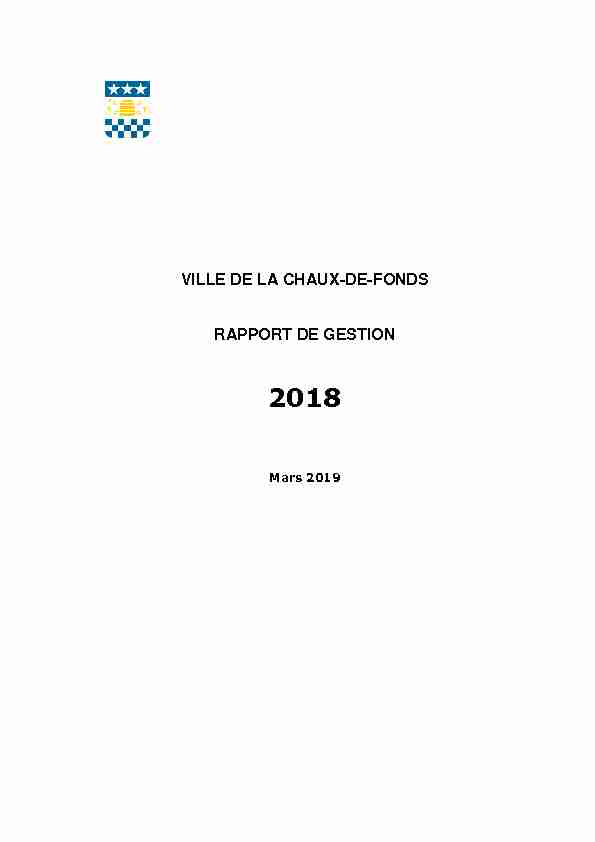 VILLE DE LA CHAUX-DE-FONDS RAPPORT DE GESTION