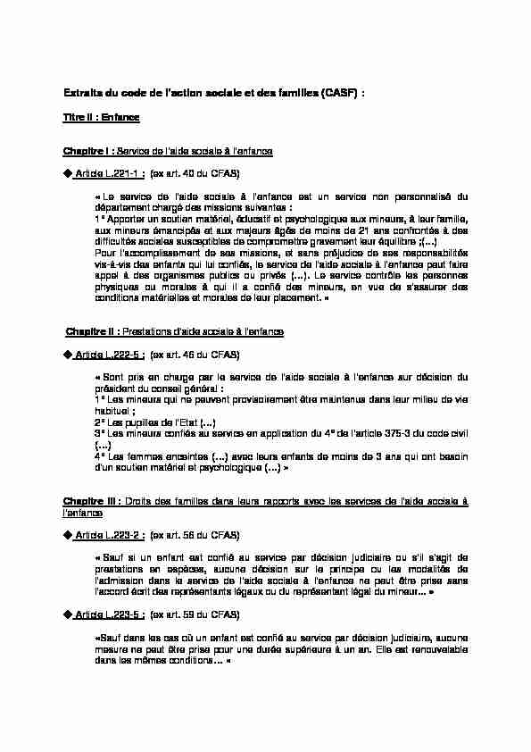 [PDF] Extraits du code de laction sociale et des familles - Groupe Saint