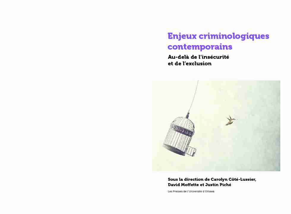 Enjeux criminologiques contemporains: Au-delà de linsécurité et de