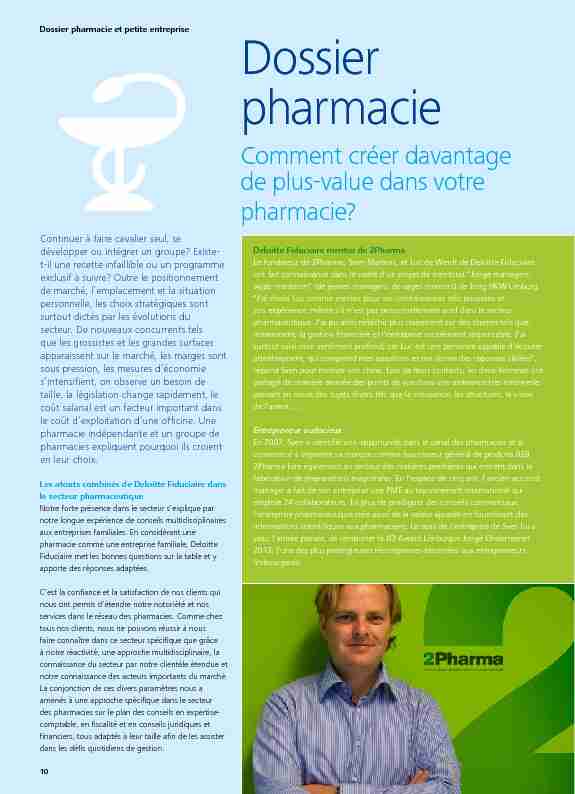 Dossier pharmacie et petite entreprise Dossier pharmacie