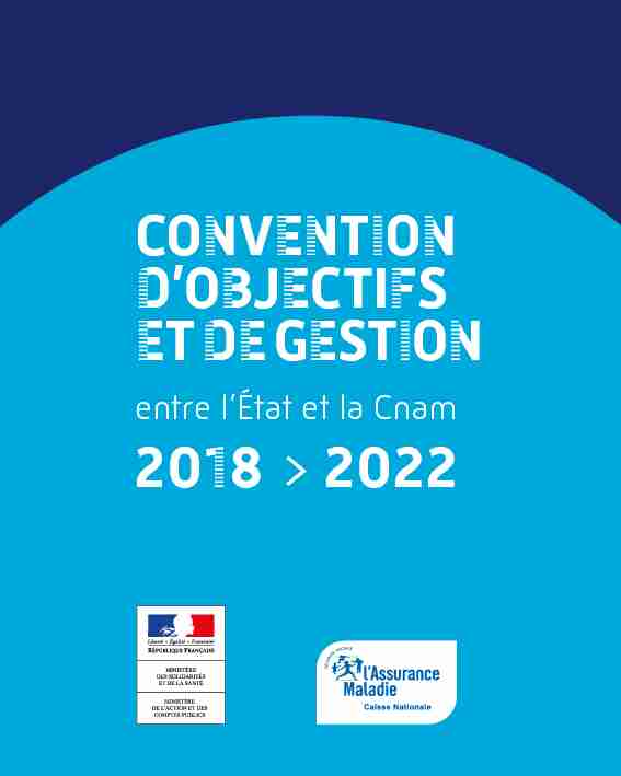 CONVENTION DOBJECTIFS ET DE GESTION 2018 > 2022