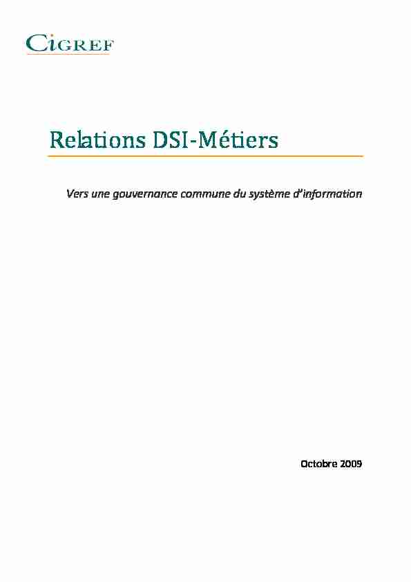 [PDF] Relations DSI‐Métiers - Cigref