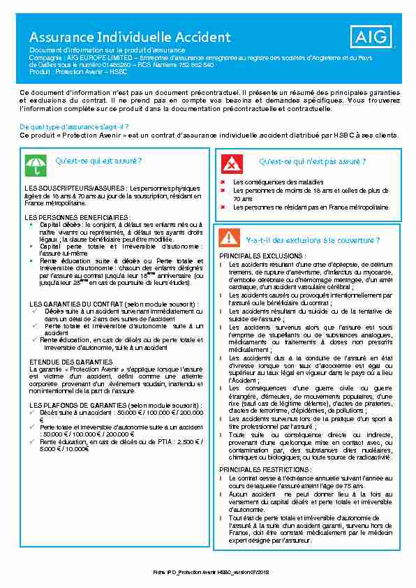 [PDF] Assurance Individuelle Accident - HSBC France