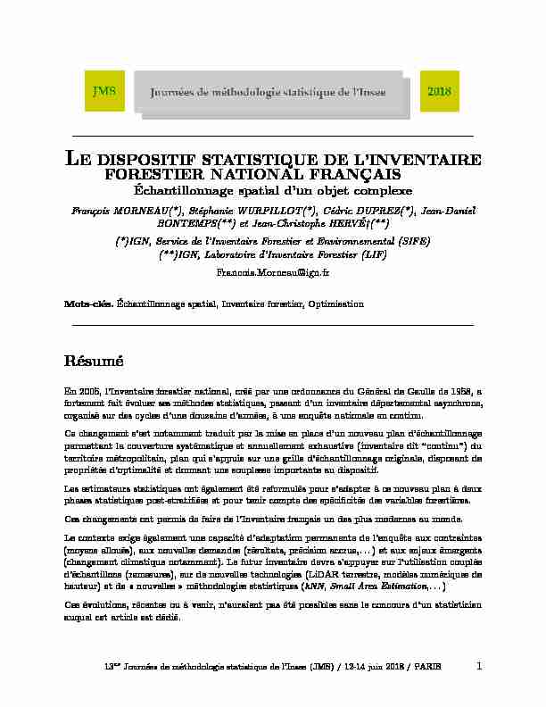 [PDF] E DISPOSITIF STATISTIQUE DE LINVENTAIRE FORESTIER