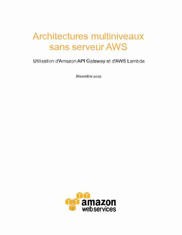Architectures multiniveaux sans serveur AWS