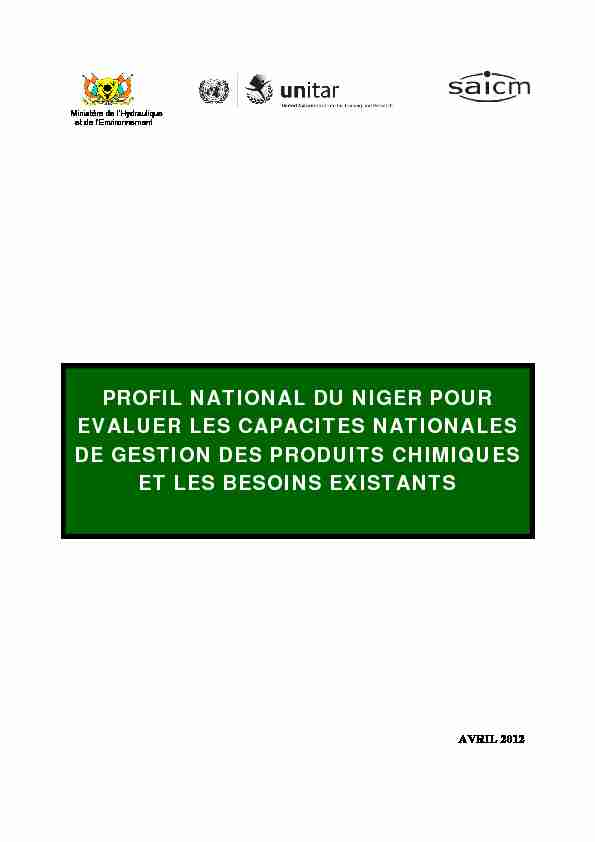 PROFIL NATIONAL DU NIGER POUR EVALUER LES CAPACITES