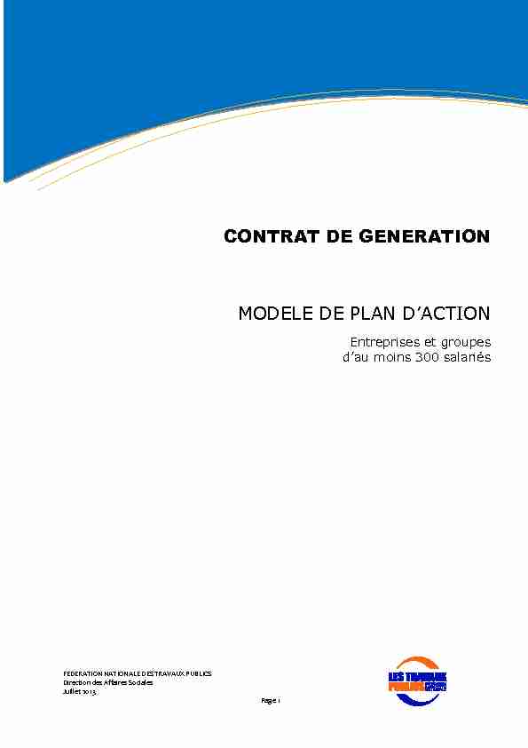 CONTRAT DE GENERATION MODELE DE PLAN DACTION