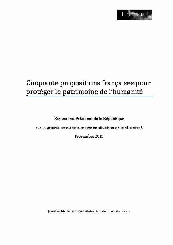 Cinquante propositions françaises pour protéger le patrimoine de l