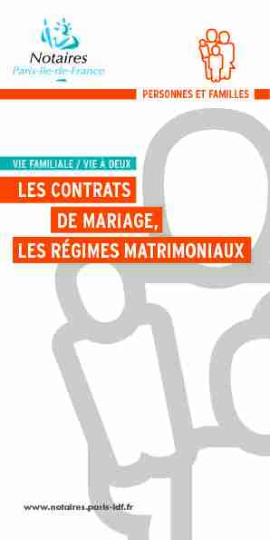 LES CONTRATS DE MARIAGE LES RÉGIMES MATRIMONIAUX