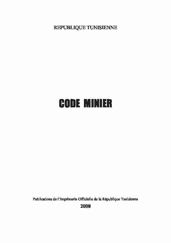 Tunisie - Code minier 2008 (www.droit-afrique.com)