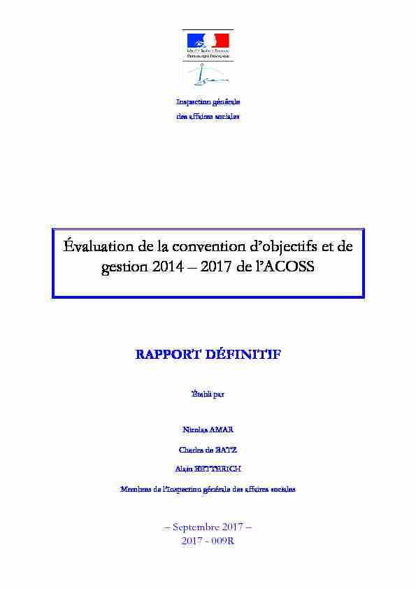 Évaluation de la convention dobjectifs et de gestion 2014 – 2017 de
