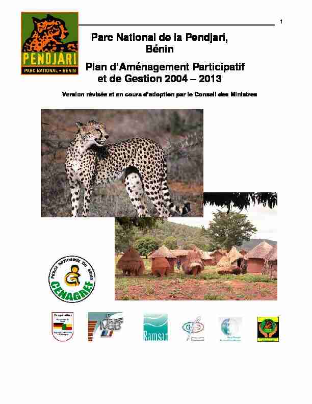 Parc National de la Pendjari Bénin Plan dAménagement Participatif