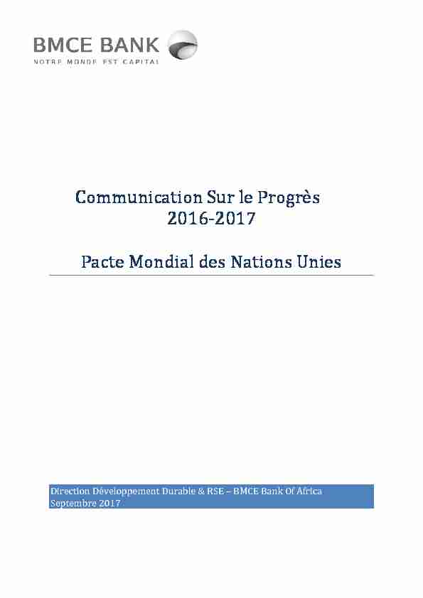 Communication Sur le Progre s 2016-2017 Pacte Mondial des
