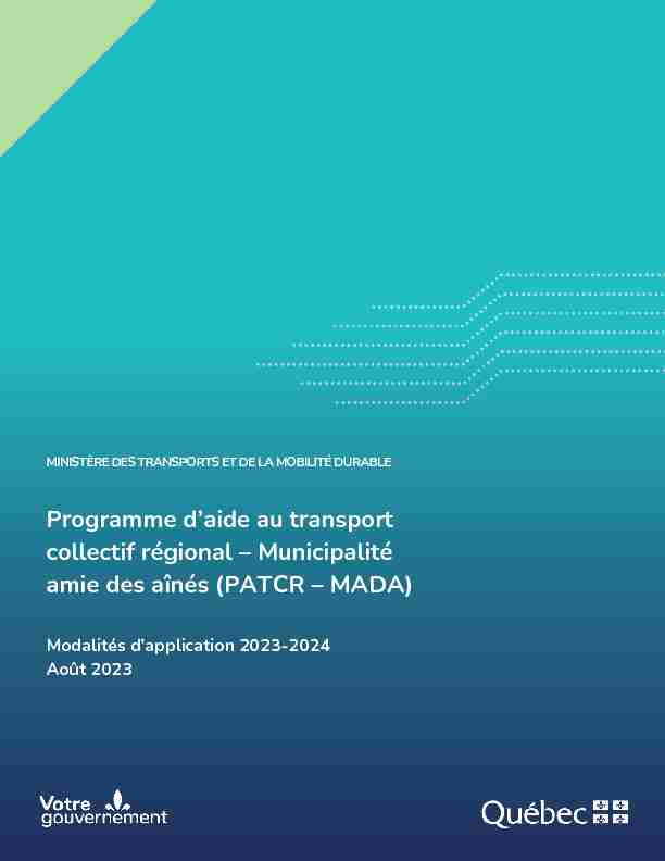 Programme daide au transport collectif régional - Municipalité amie