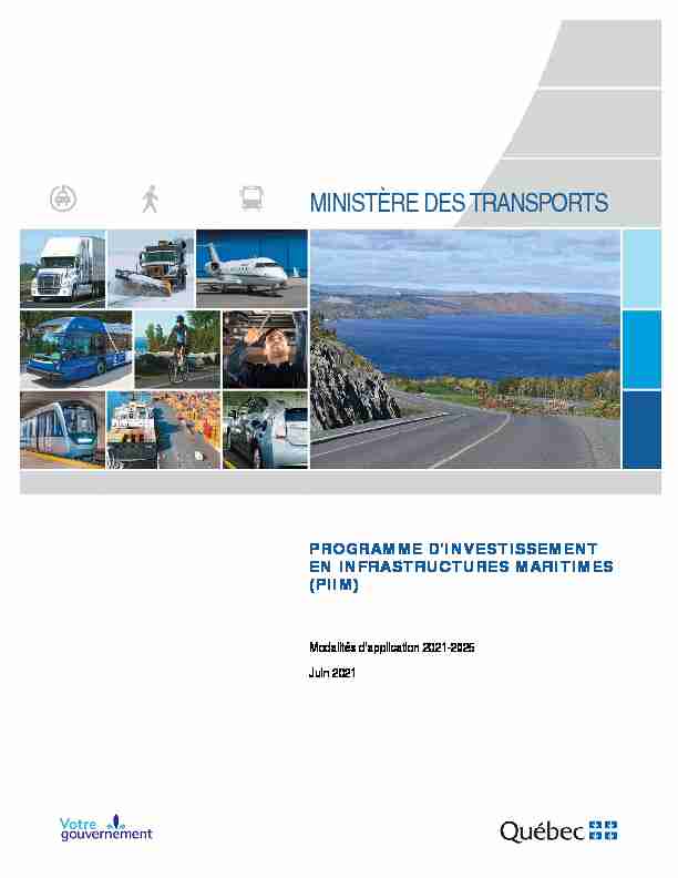 Programme dinvestissement en infrastructures maritimes (PIIM
