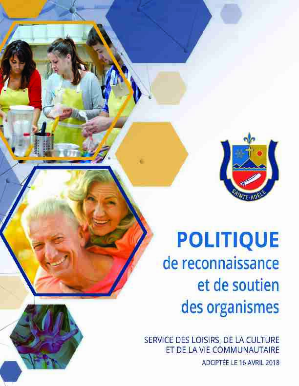 [PDF] Loisirs, culture et vie communautaire - Politique de reconnaissance