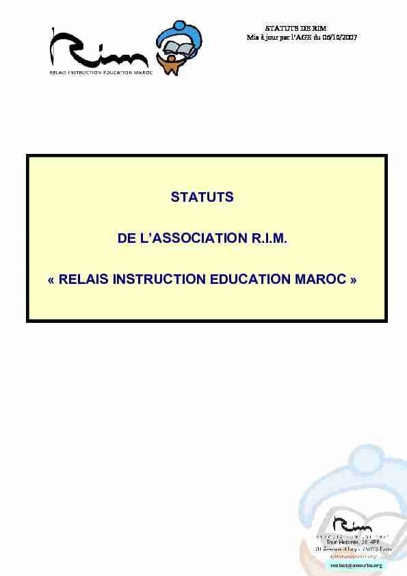 STATUTS DE LASSOCIATION R.I.M. « RELAIS INSTRUCTION