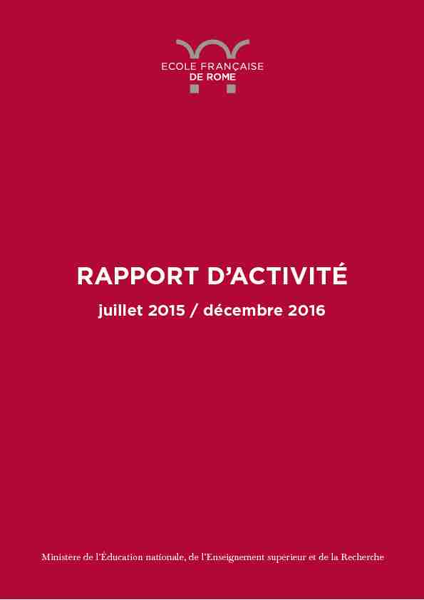 [PDF] RAPPORT DACTIVITÉ - École française de Rome