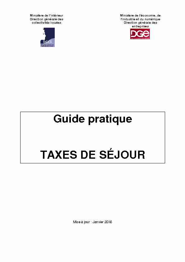 Guide pratique TAXES DE SÉJOUR