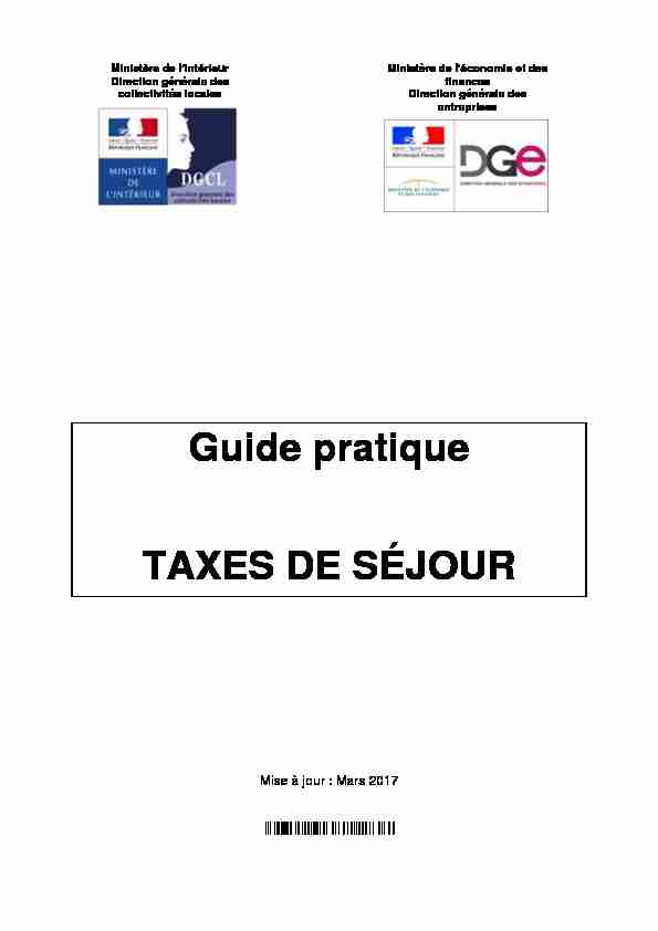[PDF] Guide pratique TAXES DE SÉJOUR - Direction Générale des