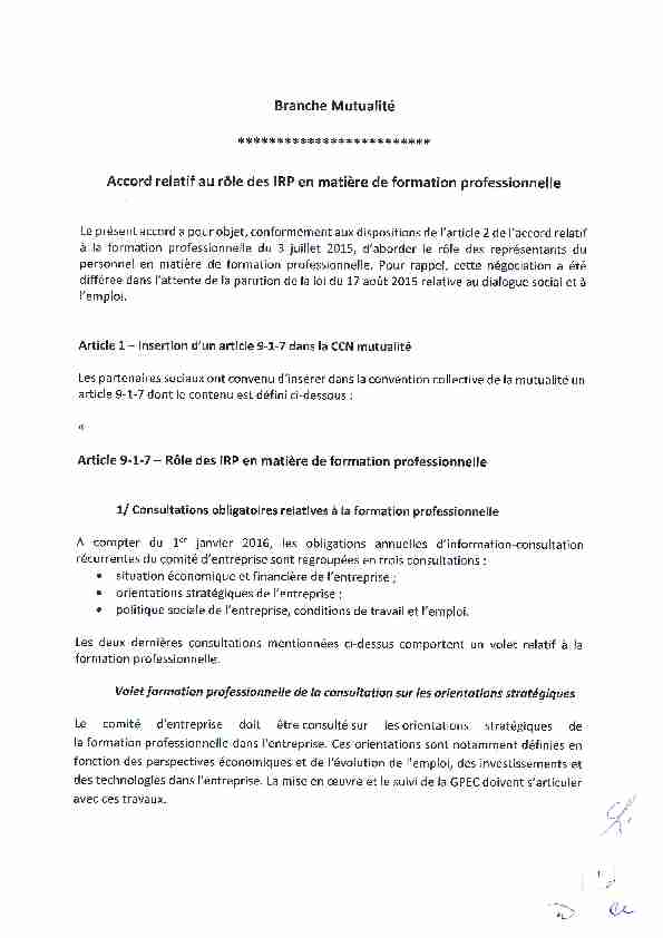 [PDF] Accord relatif au rôle des représentants du personnel en  - ANEM