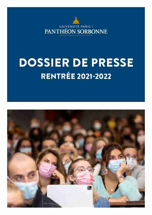 Dossier de presse - Université Paris 1 Panthéon-Sorbonne