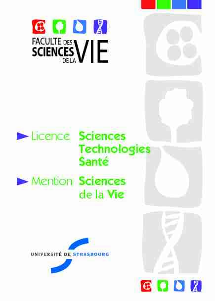 Licence Sciences Technologies Santé Mention Sciences de la Vie