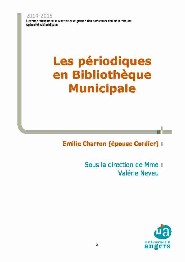 [PDF] Les périodiques en Bibliothèque Municipale - DUNE