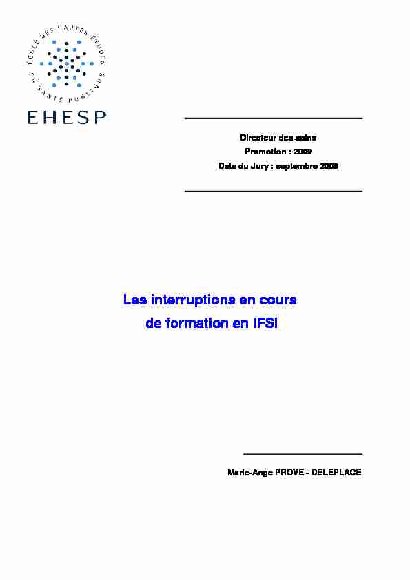 Les interruptions en cours de formation en IFSI