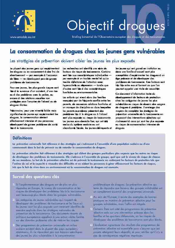[PDF] Objectif drogues - European Monitoring Centre for Drugs and Drug