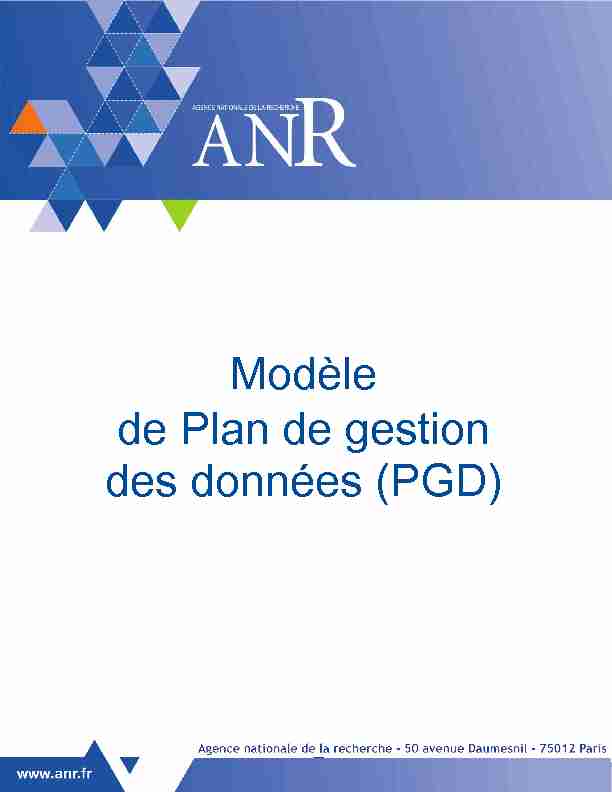 Modèle de Plan de gestion des données (PGD)