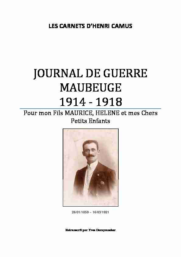 JOURNAL DE GUERRE MAUBEUGE 1914 - 1918