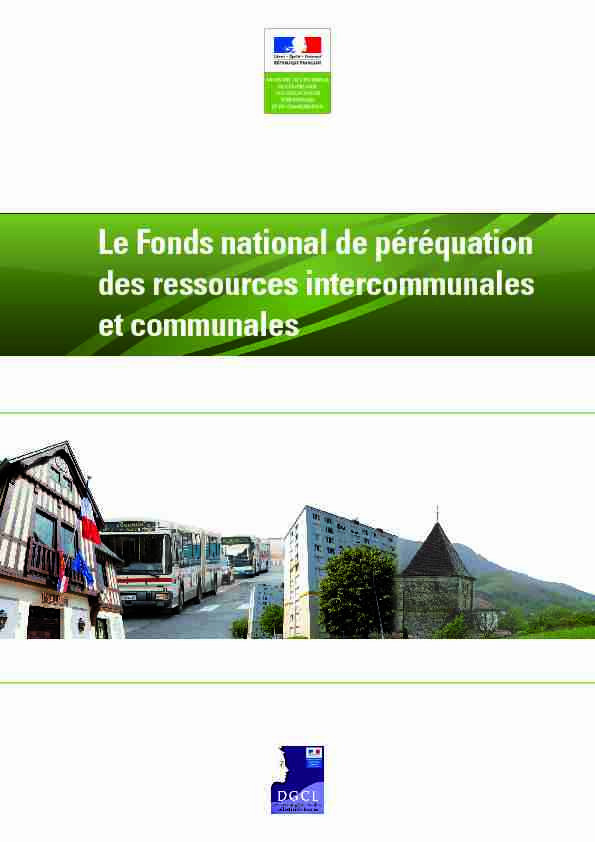 Le Fonds national de péréquation des ressources intercommunales