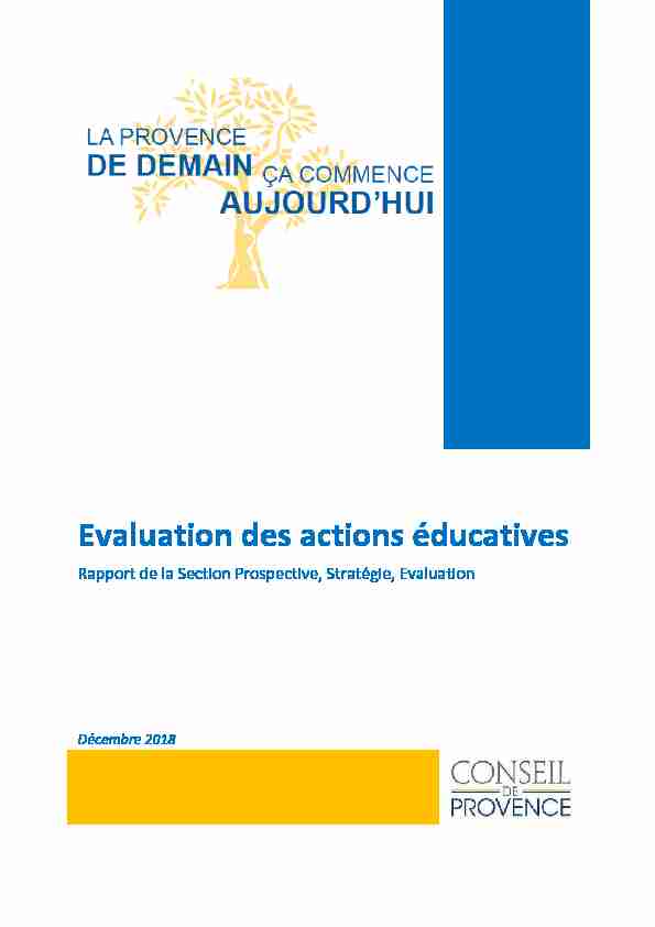 Rapport - Evaluation des actions éducatives