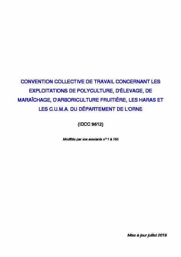 CONVENTION COLLECTIVE DE TRAVAIL CONCERNANT LES