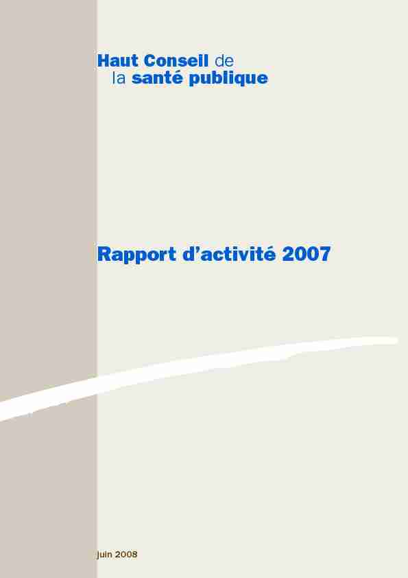 [PDF] Rapport dactivité 2007 - Haut Conseil de la santé publique