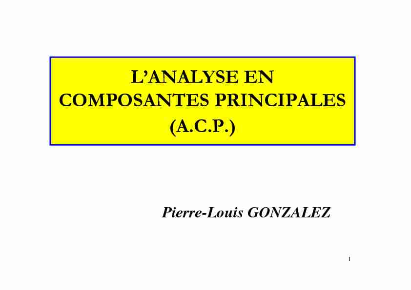 LANALYSE EN COMPOSANTES PRINCIPALES (A.C.P.)