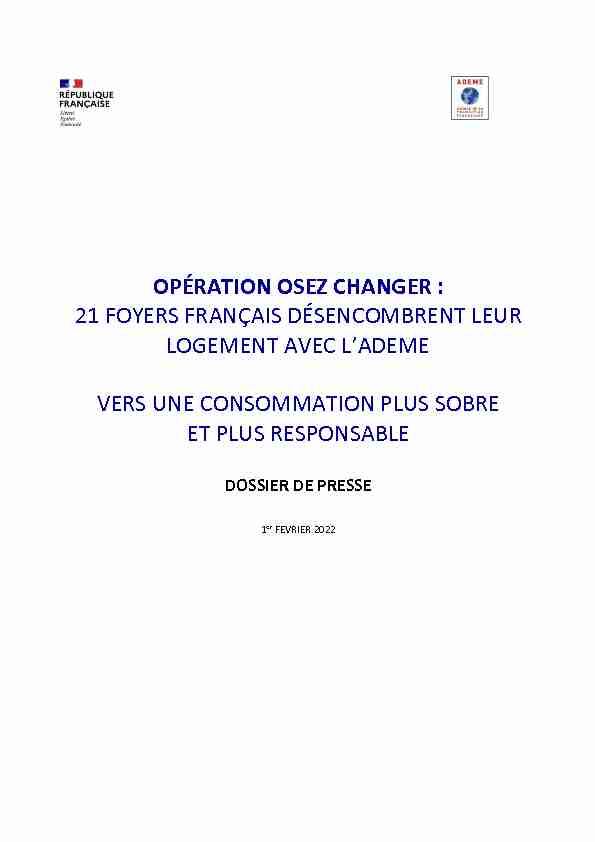 OPÉRATION OSEZ CHANGER : 21 FOYERS FRANÇAIS