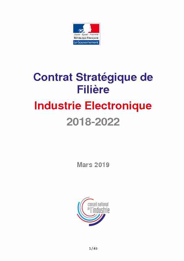 Contrat Stratégique de Filière Industrie Electronique 2018-2022