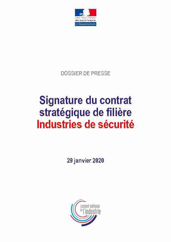 Signature du contrat stratégique de filière Industries de sécurité