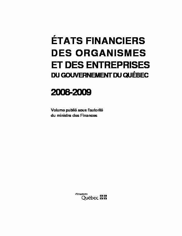 [PDF] États financiers des organismes et des entreprises du
