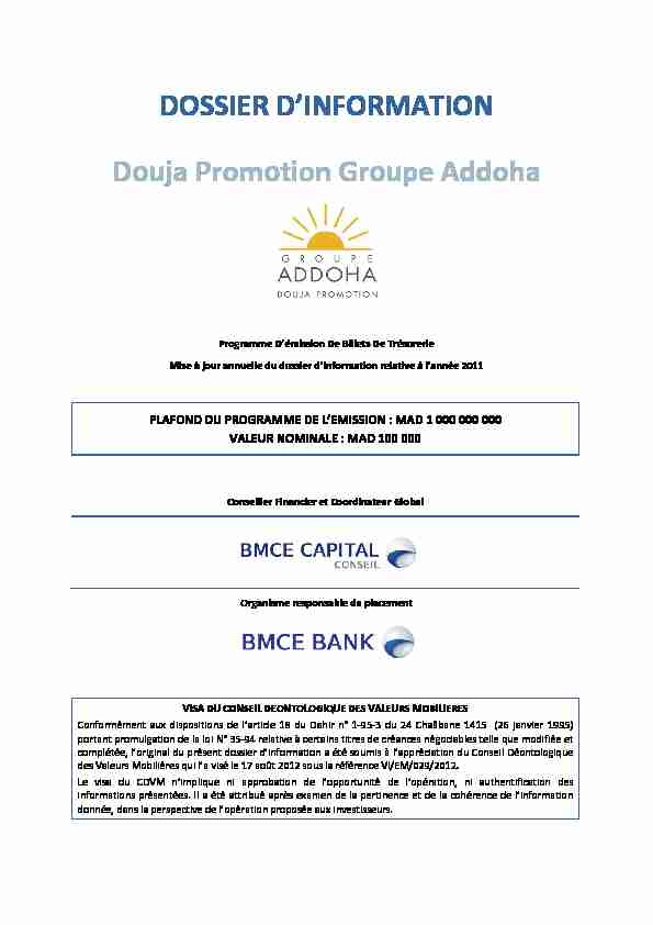 DOSSIER DINFORMATION Douja Promotion Groupe Addoha