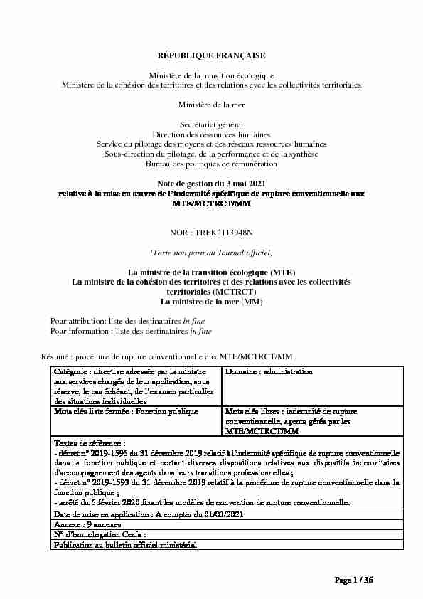 Page 1 / 36 RÉPUBLIQUE FRANÇAISE Ministère de la transition